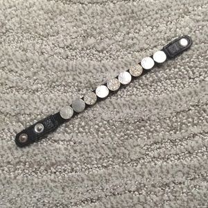 Black, silver sparkly plated adjustable bracelet